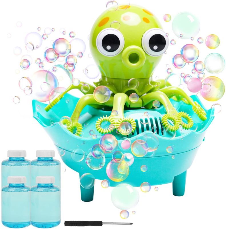 Photo 1 of VOIMO Bubble Machine for Kids Toddlers, Octopus Bubble Maker 3000+ Bubbles Per Minute, Automatic Bubble Blower Toys for Bath Toys Parties Wedding, 4 Bottles of Bubble Solution Included

