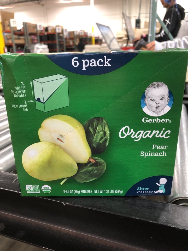 Photo 2 of Gerber 2nd Foods Organic, Pear Spinach (6 Count, 3.5 Oz Each) EXP 06/2022