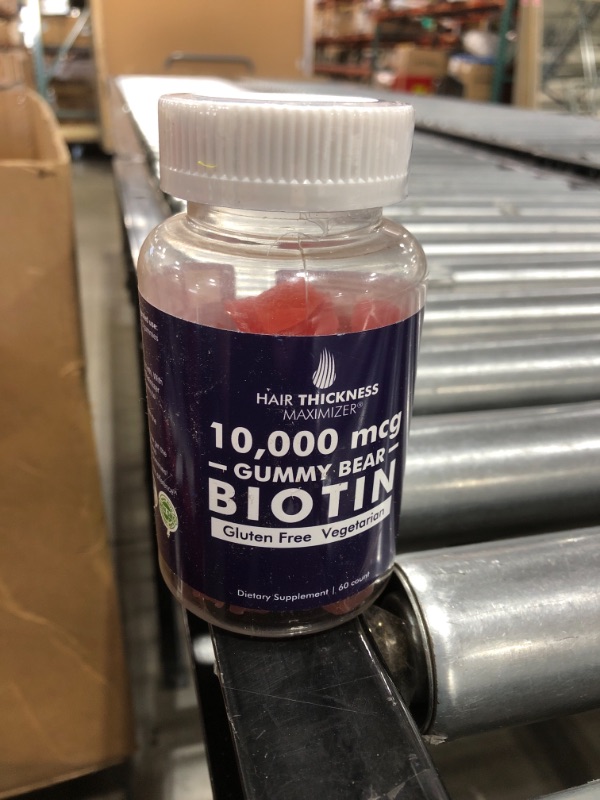 Photo 2 of Biotin 10000 mcg Gummies by Hair Thickness Maximizer | Vegetarian, Gluten Free. 10000mcg Natural Gummy Bear Hair Vitamin for Men and Women. Great for Hair Growth, Combats Hair Loss and Thinning Hair EXP 02/2022