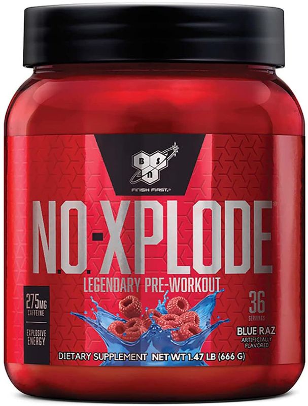 Photo 1 of BSN N.O.-XPLODE Pre-Workout Igniter with Caffeine, Nitric Oxide &, Blue Raz - 20 More Free, Packaging May Vary EXP 01/2022
