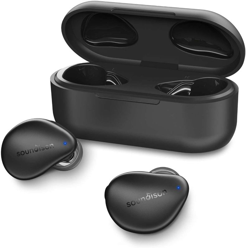 Photo 1 of True Wireless Earbuds, UNBREAKcable Soundison V5.0 Bluetooth Earbuds TWS in-Ear Hi-Fi Stereo Sound Built-in Mic Bluetooth Earphones Compatible with iPhone/Android for Sports with Charging Case
