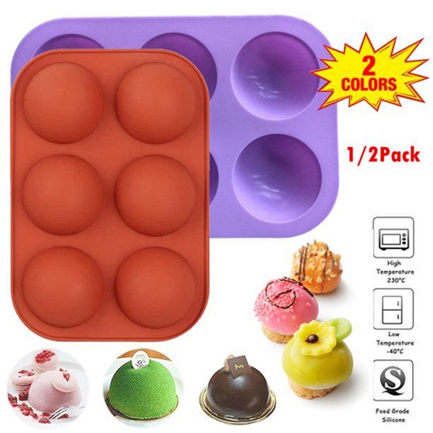 Photo 1 of 1/2Pcs Semi Sphere Silicone Mould Baking Mold For Hot Chocolate Bomb, Cake, Jelly, Dome Mousse, Pudding, Hot Chocolate, Soap Mold (Brick red/ PURPLE)
