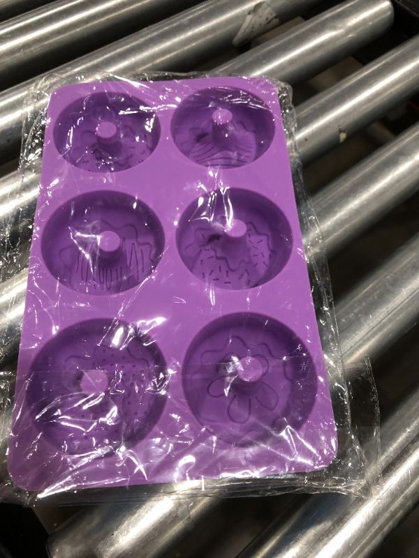 Photo 3 of 2-Pack Donut Baking Pan of 100% Nonstick Silicone. BPA Free Mold Sheet Tray. Makes Perfect 3 Inch Donuts. FDA Approved Food Grade. Easy Clean, Dishwasher Microwave Safe(Dark purple & Blue)
