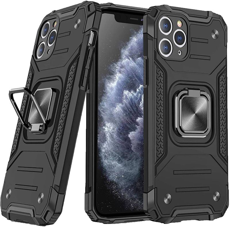 Photo 1 of eirix iPhone 11 Pro Case, Heavy Duty Military Grade Armor Rugged Phone Protective Case with Ring Magnetic Car Mount Kickstand for iPhone 11 Pro
