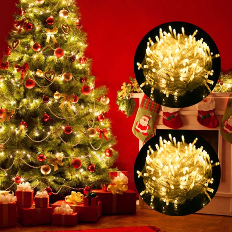 Photo 1 of 2 Pack Outdoor String Lights, Waterproof Battery Operated String Lights Total 66ft, 2 Modes Twinkle Lights for Christmas Tree Patio Yard Garden Wedding Party
