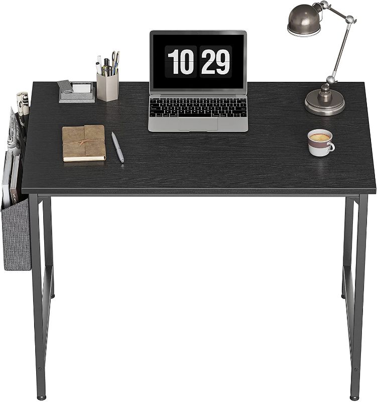 Photo 1 of CubiCubi Computer Desk 40" Study Writing Table for Home Office, Modern Simple Style PC Desk, Black Metal Frame, Black
