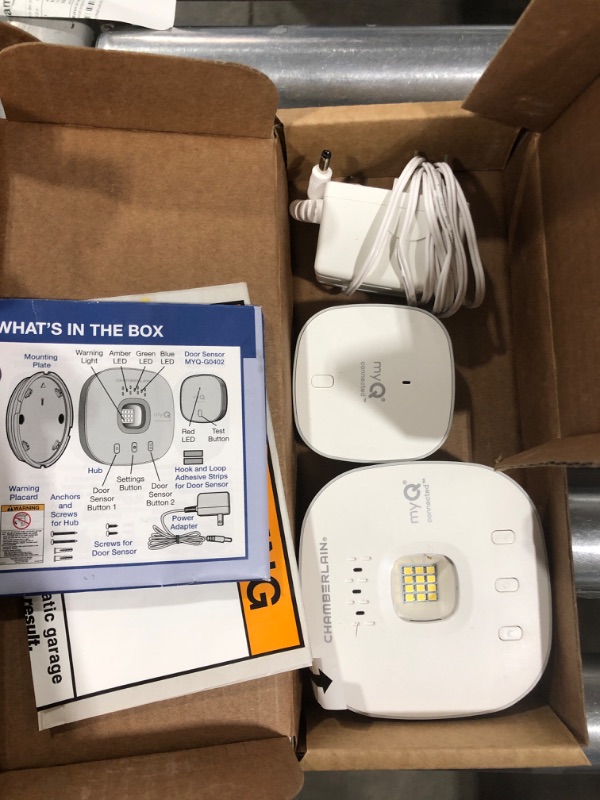 Photo 2 of myQ Chamberlain Smart Garage Control - Wireless Garage Hub and Sensor with Wifi & Bluetooth - Smartphone Controlled, myQ-G0401-ES, White
