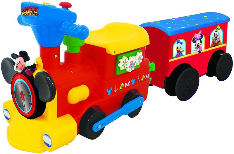 Photo 1 of Kiddieland Toys Limited Battery-Powered Mickey Choo with Caboose & Tracks Ride On,Multi,9.5 x 14.25 x 31.5 inches
