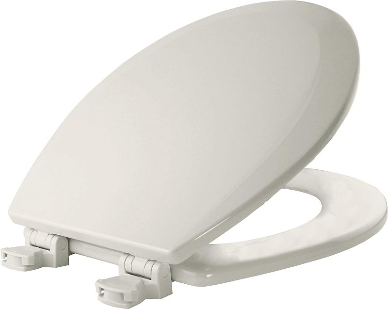 Photo 1 of BEMIS 500EC 006 Toilet Seat with Easy Clean & Change Hinges, ROUND, Durable Enameled Wood, Bone
