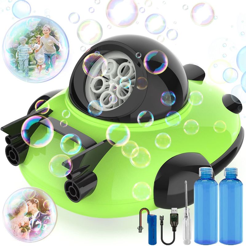 Photo 1 of WEISIJI Bubble Machine,Automatic Bubble Maker Blower for Children,Durable Bubble Toys for Kids,Operated by Plug in Rechargeable Battery ,Easy to Use for Outdoor Indoor Party Birthday(Green)