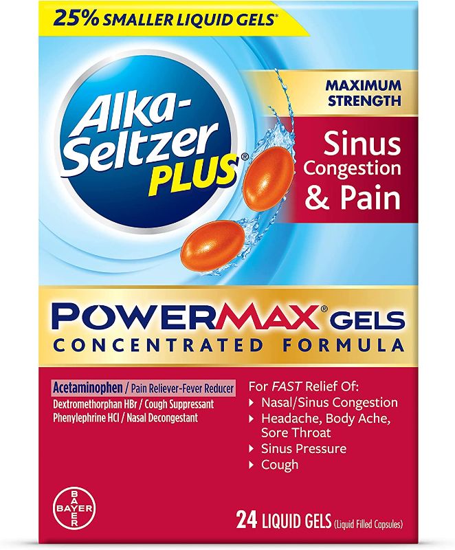 Photo 1 of Alka-Seltzer Plus Sinus & Cold, Maximum Strength, PowerMax Gels, Liquid Gels - 24 liquid gels