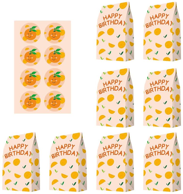 Photo 1 of 8 Pcs Orange Clementine Theme Gift Bags, Little Cutie Theme Birthday Party Decorations, Citrus Fruit Baby Shower Party Favor Bags, Tangerine Sign