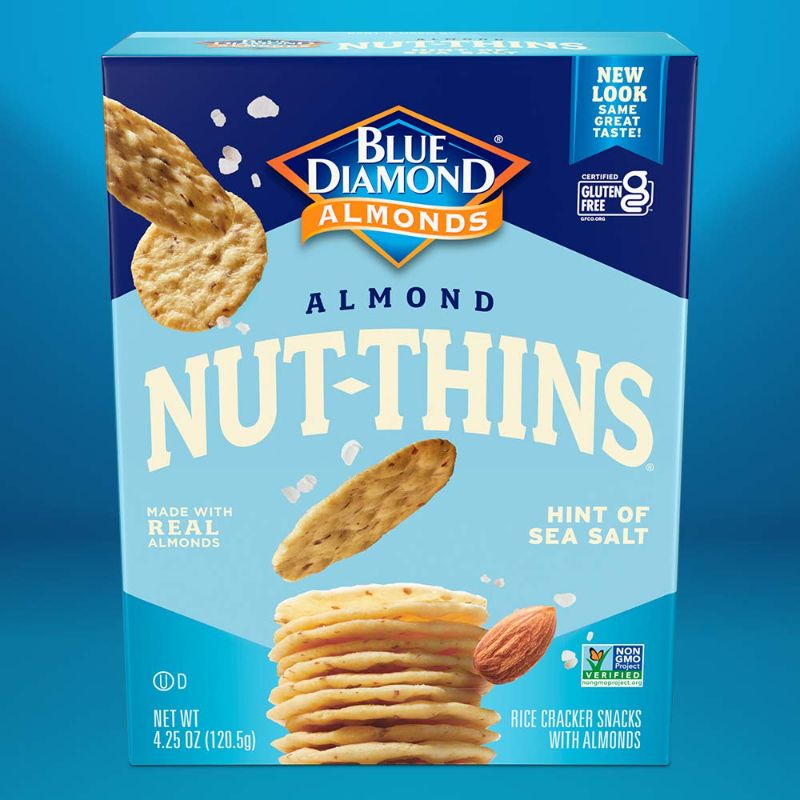 Photo 1 of Blue Diamond Almonds Nut Thins Gluten Free Cracker Crisps, Hint of Sea Salt, 4.25 Oz Boxes (Pack of 6)