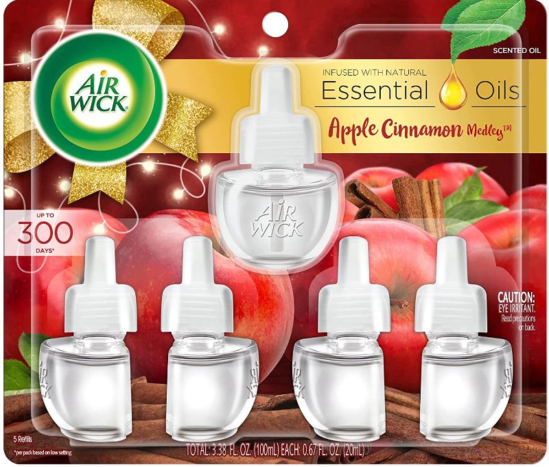 Photo 1 of Air Wick, Plug in Scented Oil 5 Refills, Apple Cinnamon Medley, 3.38 oz