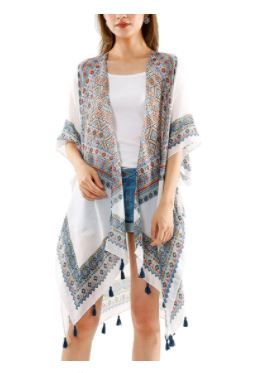 Photo 1 of Alona Swimsuit Cover Up for Women Beach Kimono Cardigan with Bohemian Floral Print