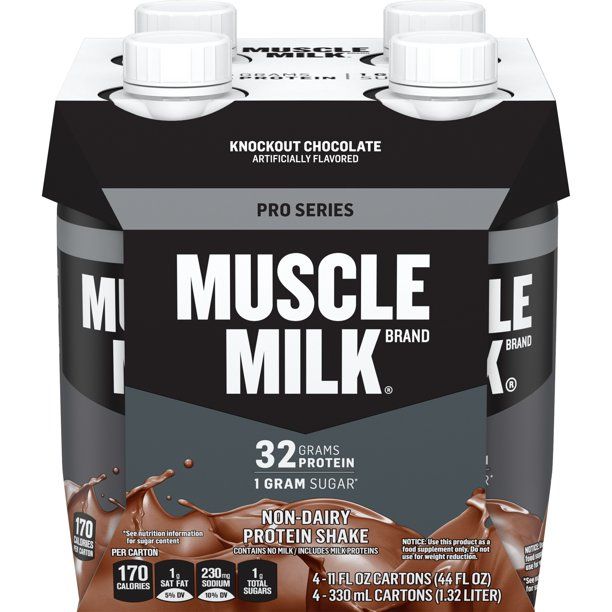 Photo 1 of 3 Pack Muscle Milk Pro Series Knockout Chocolate Ready to Drink Protein Shake, 32g Protein, 11 oz, 4 Pack