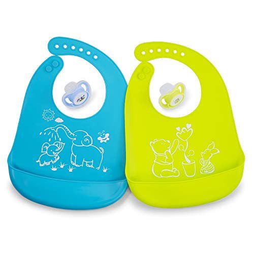 Photo 1 of Johee's World Pacifier With Cover Cap, set -2 Silicone Bibs baby with pocket, pacifier With Lid, Pacifiers for Newborns, Infants Pacifier, Easy to clean, Dry, Waterproof bib for girls boys (1-4 yrs)
