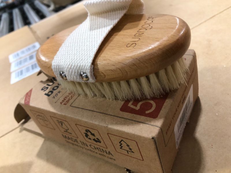 Photo 1 of SURDOCA Dry Brush, Body Exfoliating Scrubber, Bath Shower Brushes for Improve Circulation, Cellulite and Lymphatic Remover (Boar Bristles - A)