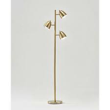 Photo 1 of Brightech Jacob Adjustable 3 Light Tree Floor Lamp Pole with LED Lights, Brass
