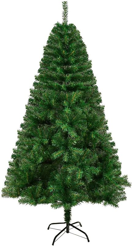 Photo 1 of 6 FT Artificial Full Christmas Tree, Premium Xmas Spruce Tree, Metal Foldable Base, Easy Assembly, Perfect for Home Party Office Decoration (1000 Branch Tips)
