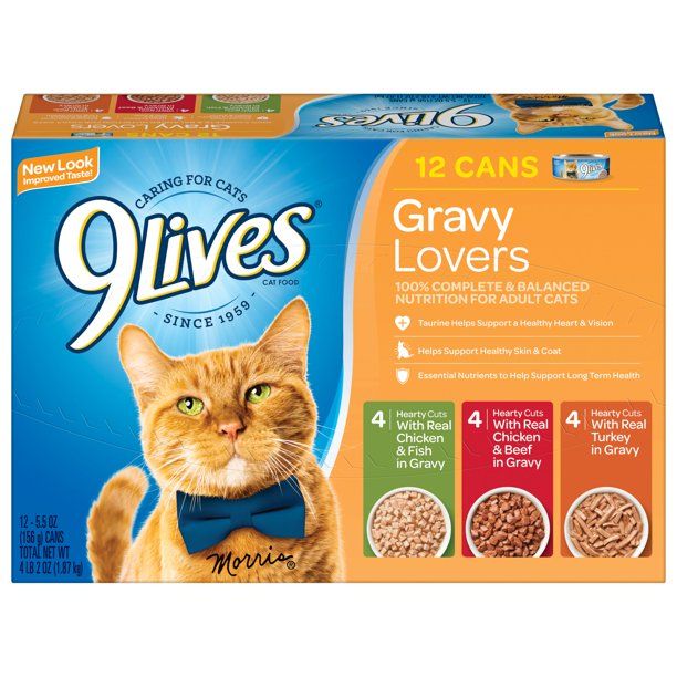 Photo 1 of 9 Lives Gravy Favorites Wet Cat Food Variety Pack, 5.5-Ounce Cans, 12 Count