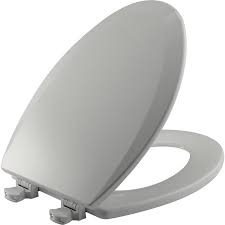 Photo 1 of BEMIS 1500EC 062 Toilet Seat with Easy Clean & Change Hinges, ELONGATED, Durable Enameled Wood, Ice Grey
