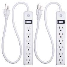 Photo 1 of General Electric 2' Extension Cord with 6 Outlet Power Strip White

