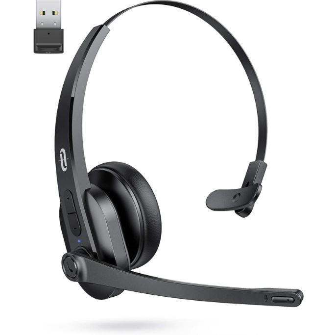 Photo 1 of TaoTronics Bluetooth Headset with Microphone, Wireless Headset with USB Adapter