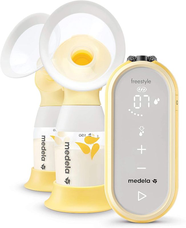 Photo 1 of Medela Freestyle Flex Breast Pump, Closed System Quiet Handheld Portable Double Electric Breastpump, Mobile Connected Smart Pump with Touch Screen LED Display and USB Rechargeable Battery