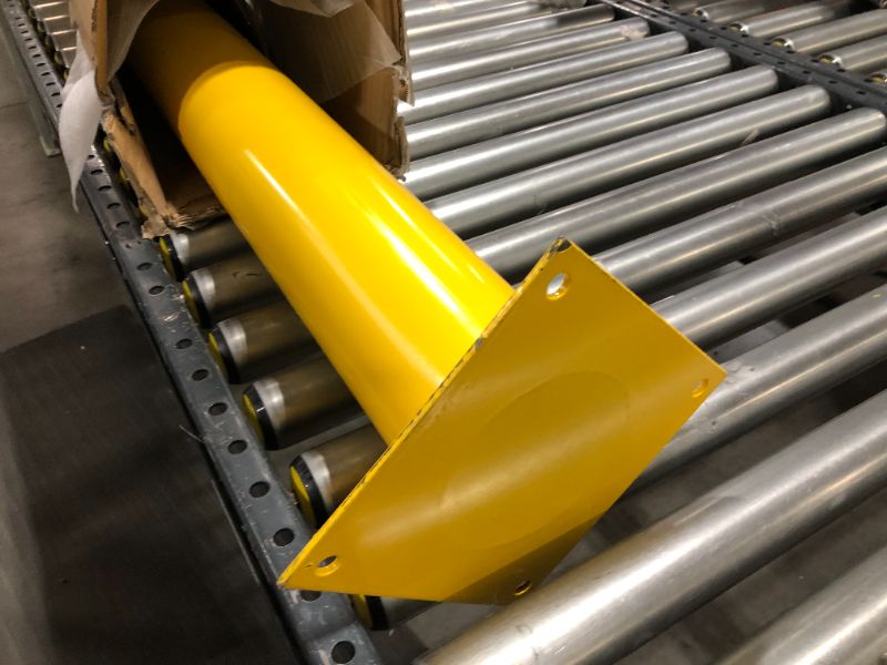 Photo 2 of BestEquip Safety Bollard 48-4.5 Safety Barrier Bollard 4-1/2" OD 48" Height Yellow Powder Coat Pipe Steel Safety Barrier with 4 Free Anchor Bolts for Traffic-Sensitive Area