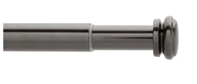 Photo 1 of 36 in. - 72 in. Mix and Match Telescoping 1 in. Single Curtain Rod in Gunmetal
