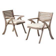 Photo 1 of Christopher Knight Home Hermosa Outdoor Acacia Wood Arm Chairs, 2-Pcs Set