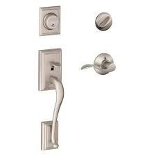 Photo 1 of Addison Satin Nickel Single Cylinder Deadbolt with Accent Handle Door Handleset
