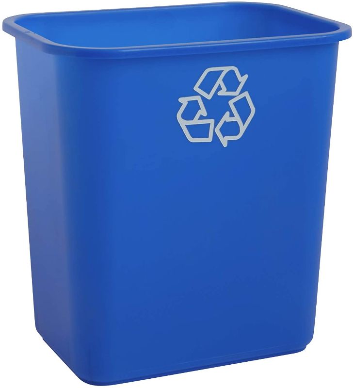 Photo 1 of United Solutions 7 Gallon / 28 Quart Space Saving Recycling Bin, Fits Under Desk and Small, Narrow Spaces in Commercial, Kitchen, Home Office, and Dorm, Easy to Clean, 2 Pack, Recycle Blue, (WB0337)