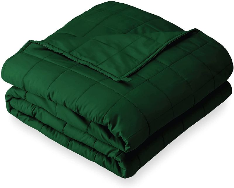 Photo 1 of Bare Home Weighted Blanket Queen Size 17lbs (60" x 80") for Adults and Kids - All-Natural 100% Cotton - Premium Heavy Blanket Nontoxic Glass Beads (Green, 60"x80")
