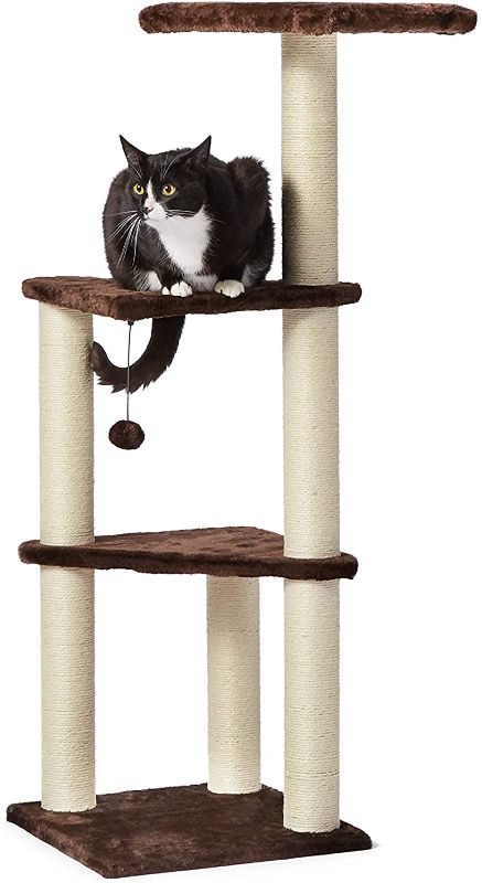 Photo 1 of Amazon Basics Three Story Lookout Cat Condo Tree Tower - 16 x 16 x 46.5 Inches, Brown
