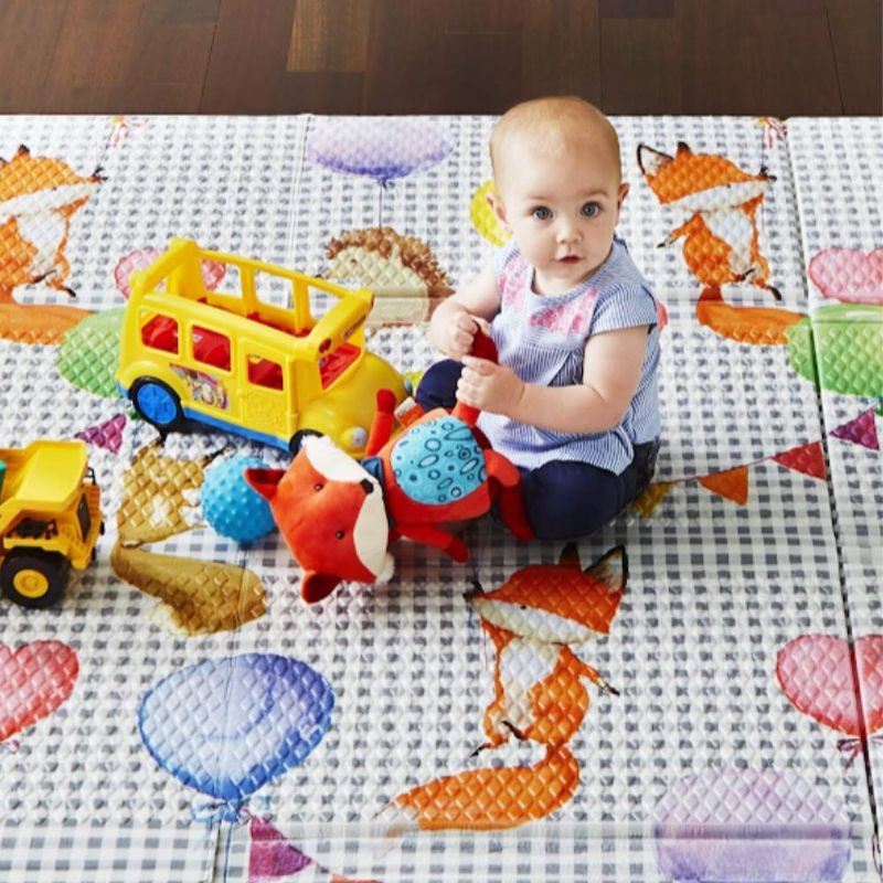 Photo 1 of Toddleroo by North States 71" x 71" Folding Balloon Ride Play Mat - Extra Large, Designed to fit 6 Panel or 8 Panel Superyards. Foldable. Almost 36 Square feet of Play Space (Multicolored)
