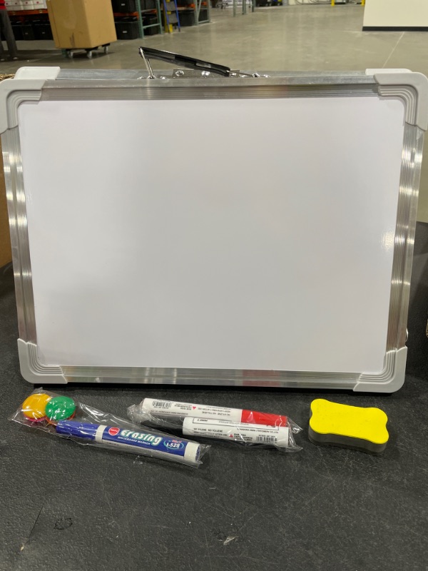 Photo 1 of 16x12 whiteboard double sided, with 4 magnets 3 markers and eraser set of 2