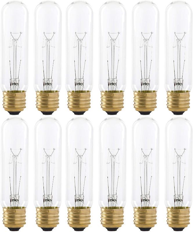 Photo 1 of (24Pack) 25 Watt T10 Clear Tubular Light Bulb, Soft White, E26 Medium Base, 120V, 
