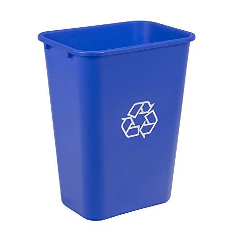 Photo 1 of AmazonCommercial 10 Gallon Commercial Office Wastebasket, Blue, w/ Recycle Logo, 1-pack (B08PDQDBFL)
