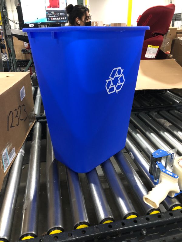 Photo 2 of AmazonCommercial 10 Gallon Commercial Office Wastebasket, Blue, w/ Recycle Logo, 1-pack (B08PDQDBFL)
