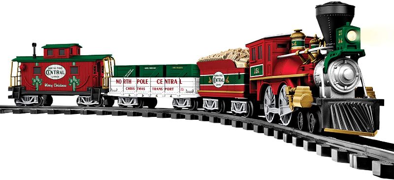 Photo 1 of Lionel North Pole Central Ready-to-Play Freight Set, Battery-powered Model Train Set with Remote Multi, 50 x 73"
