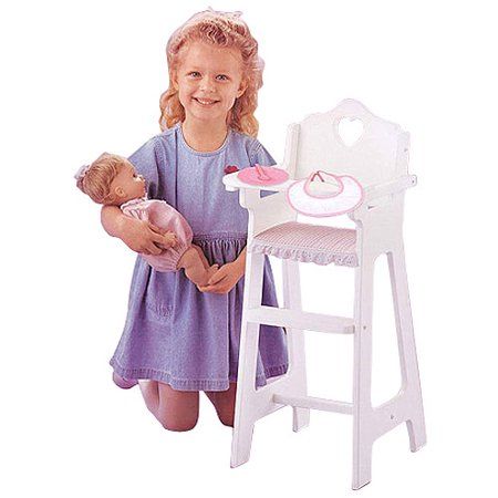 Photo 1 of Badger Basket White Doll High Chair with Plate, Bib, and Spoon (fits American Girl dolls)
