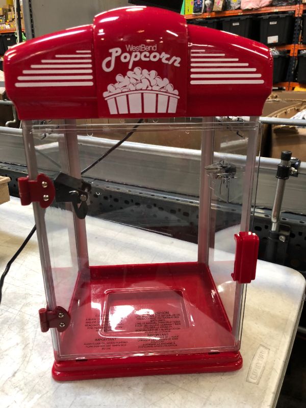 Photo 2 of West Bend Hot Oil Theater Style Popcorn Popper Machine with Nonstick Kettle Includes Measuring Tool and Serving Scoop, 4-Ounce, Red, ---FOR PARTS ONLY MISSING COMPONENTS 