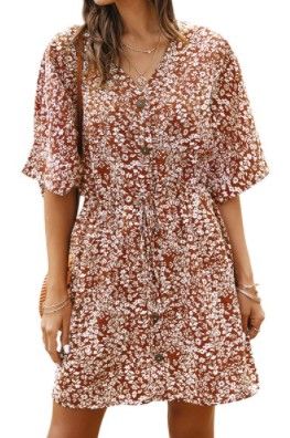 Photo 1 of 4 PACK!!! ZXZY Women Floral Printed Buttons Tie Waist Short Sleeves Mini Dress
1 SMALL
2 LARGE
1 XL