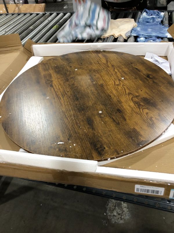 Photo 1 of Armocity Round Coffee Table Industrial Coffee Table Living Room Table Wood Circle Coffee Table with Storage 2-Tier Central Table for Living Room, Coffee Bar, Patio Easy Assembly, Rustic
