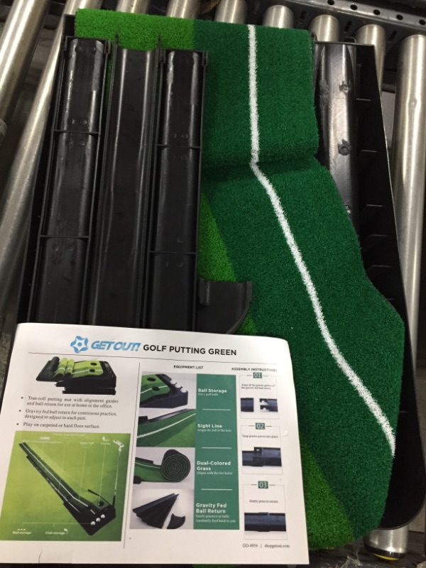 Photo 2 of Get Out! Putting Green Golf Mat with Putting Mat, Return, and Golf Balls – Outdoor & Indoor Putting Green Putting Aid