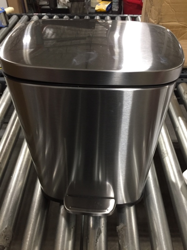 Photo 2 of Amazon Basics 12 Liter / 3.1 Gallon Soft-Close Trash Can with Foot Pedal - Stainless Steel