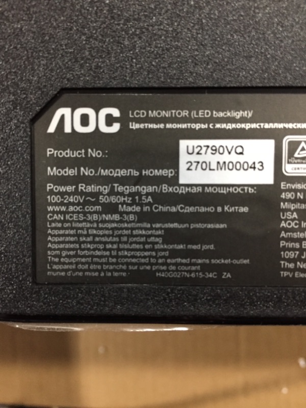 Photo 3 of AOC U2790VQ 27" WLED LCD Monitor - 16:9 - 5 ms GTG