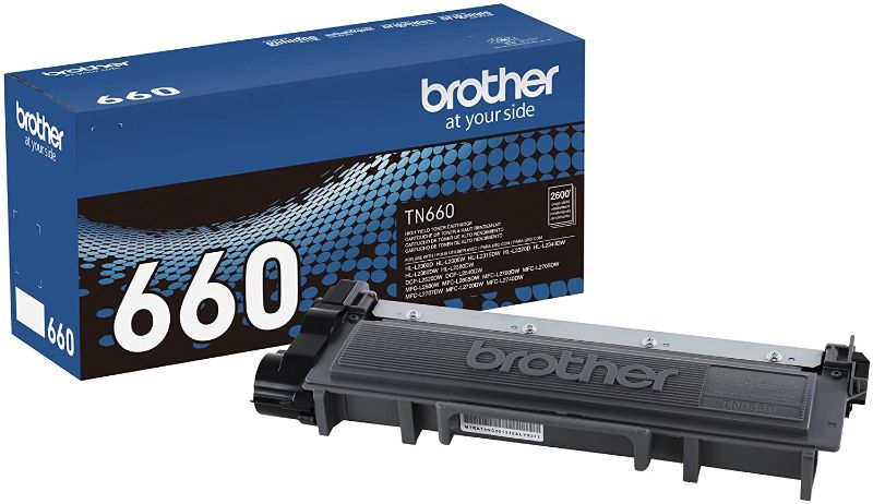 Photo 1 of Brother Genuine High Yield Toner Cartridge, TN660, Replacement Black Toner, Page Yield Up To 2,600 Pages, Amazon Dash Replenishment Cartridge

